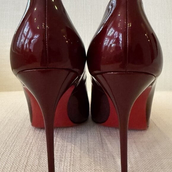 Christian Louboutin Fifi 120 Dark Red Burgundy Patent Heels - Picture 11 of 16
